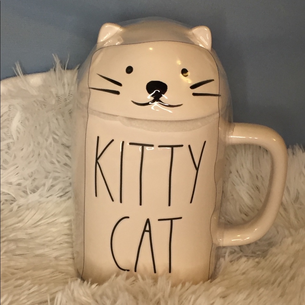 Rae Dunn Kitty Cat Mug w/Topper